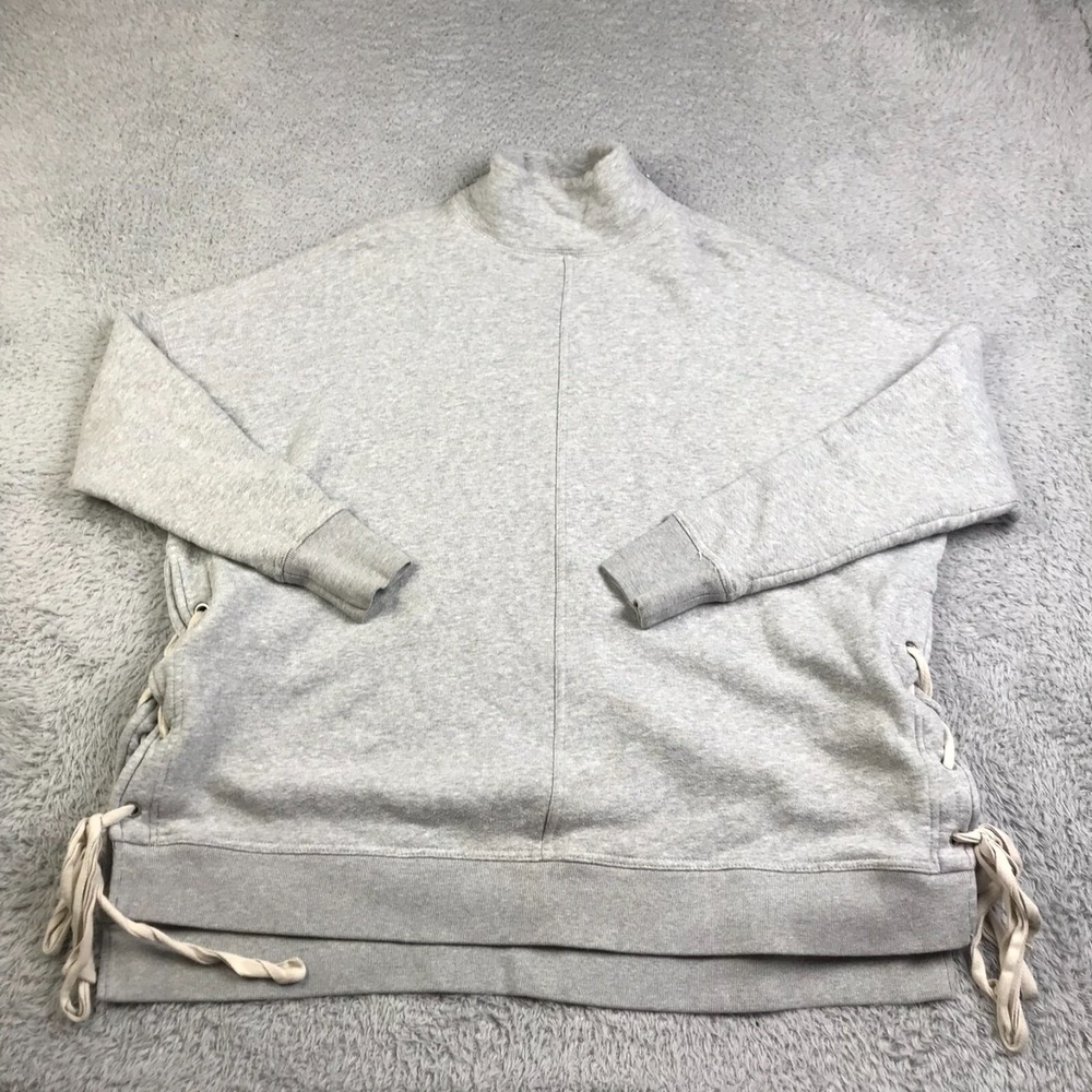 Free People So Plush Pullover Womens XS Gray Side Lace Up Overized Tunic Sweater